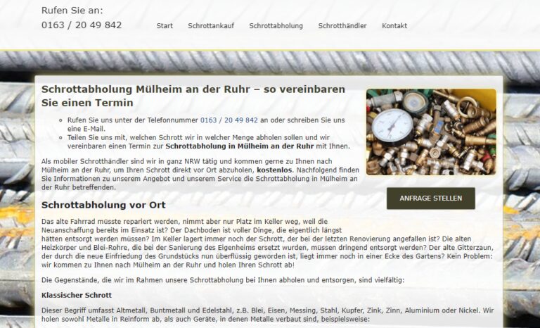 Schrottabholung Mülheim an der Ruhr : Wir kümmern uns um Ihre Schrott & Metalle