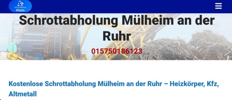 Kostenlose Schrottabholung in Mülheim an der Ruhr auch bei kleinen Mengen Schrott