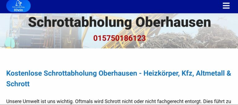 Kostenlose Schrottabholung in Oberhausen- auch bei kleineren Mengen