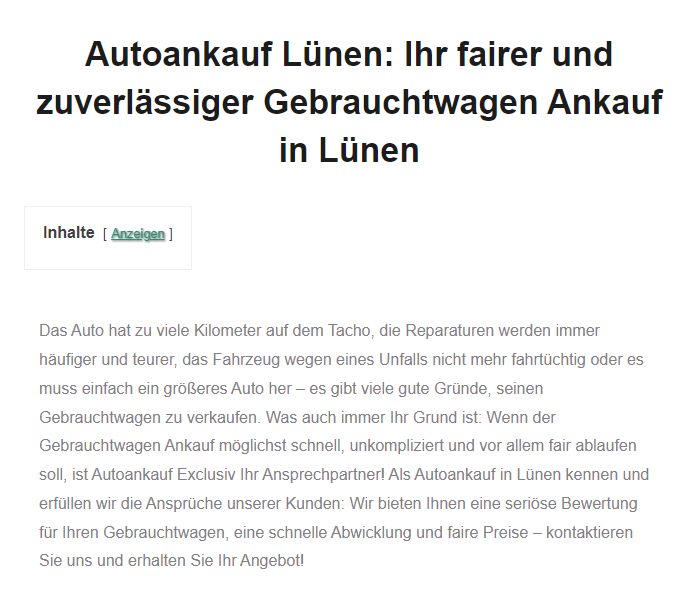 Gebrauchtwagen verkaufen in Lünen: Autoankauf Exclusiv